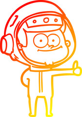 Fototapeta premium warm gradient line drawing of a happy astronaut cartoon