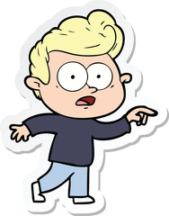sticker of a cartoon staring man