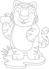 Tiger Apple Fruit Animal Vector Graphic Art Illustration