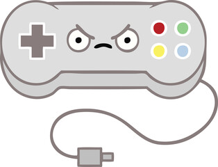 flat color retro cartoon of a game controller © lineartestpilot