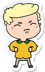 sticker of a cartoon annoyed man