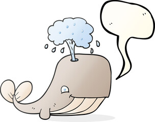 freehand drawn speech bubble cartoon whale spouting water