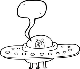 freehand drawn speech bubble cartoon flying saucer