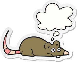 cartoon mouse with thought bubble as a printed sticker