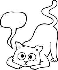 freehand drawn speech bubble cartoon cat
