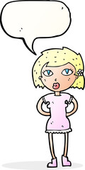 cartoon woman with speech bubble