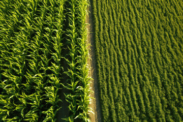Fototapeta premium Corn field from drone perspective