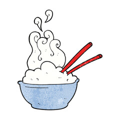 freehand textured cartoon bowl of rice