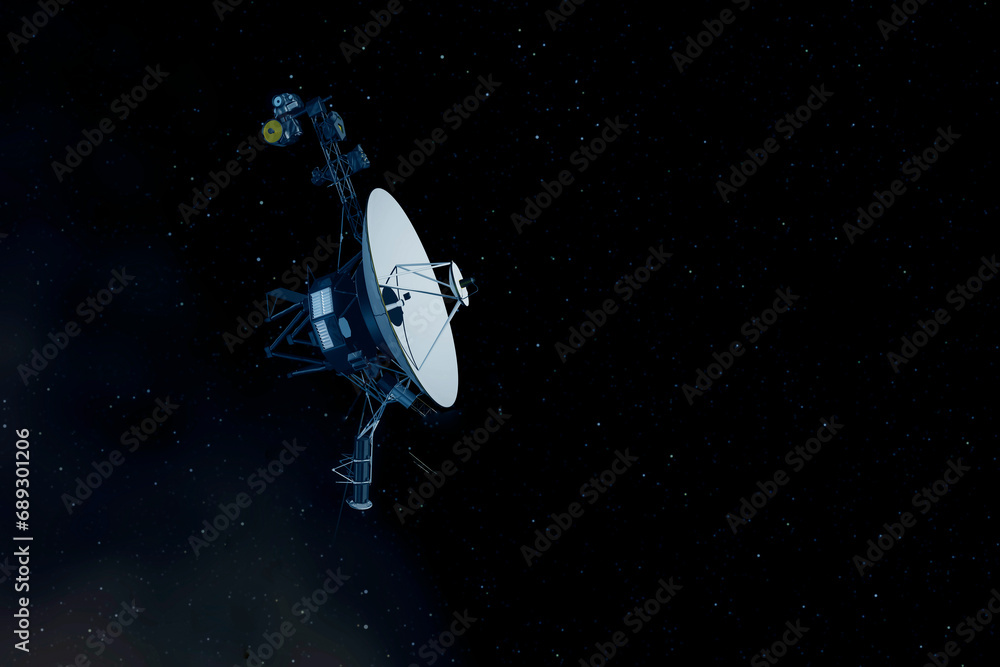 Poster space probe in deep space. elements of this image furnished by nasa