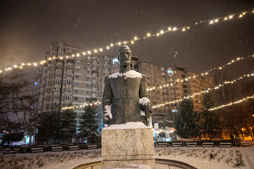 Winter in Bacau , Romania . 