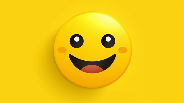 Joyful Smiling Emoji Icon on a Bright Yellow Background