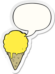 cartoon ice cream with speech bubble sticker