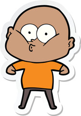 sticker of a cartoon bald man staring