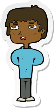 recommend clip art: sticker of a cartoon unhappy man