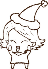 Christmas Woman Charcoal Drawing