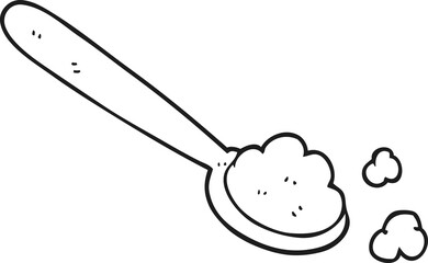freehand drawn black and white cartoon spoonful