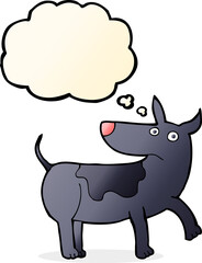 funny cartoon dog with thought bubble