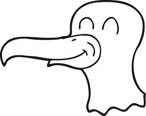freehand drawn black and white cartoon seagull