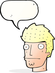 cartoon nervous man with speech bubble