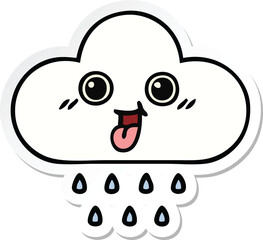 sticker of a cute cartoon rain cloud