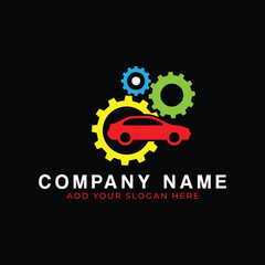 car rental insurance safety and car repairing detailing logo design vector format