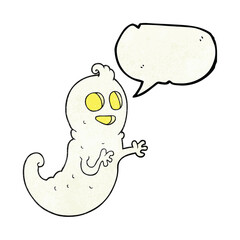 freehand speech bubble textured cartoon ghost