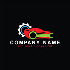 car rental insurance safety and car repairing detailing logo design vector format