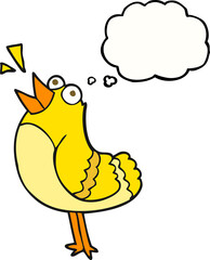 freehand drawn thought bubble cartoon bird