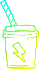 cold gradient line drawing of a cartoon take out drink