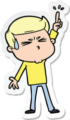 sticker of a cartoon man sweating