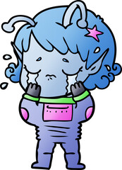 cartoon crying alien girl