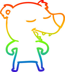 rainbow gradient line drawing of a cartoon bear