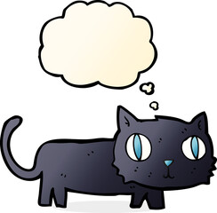 cartoon black cat with thought bubble