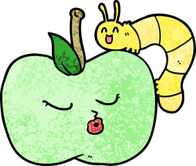 cartoon pretty apple and bug