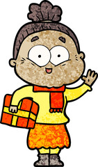 Naklejka premium cartoon happy old woman