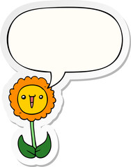 cartoon flower with speech bubble sticker