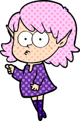 cartoon elf girl pointing