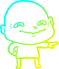 cold gradient line drawing of a cartoon creepy guy