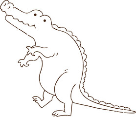 Happy Alligator Charcoal Drawing