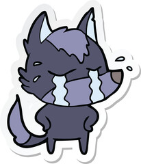 sticker of a cartoon crying wolf