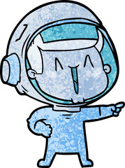 happy cartoon astronaut pointing
