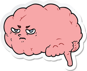 sticker of a cartoon angry brain