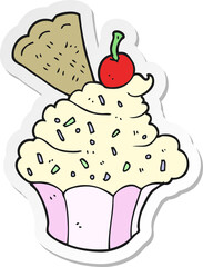 sticker of a cartoon cupcake