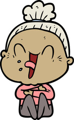 cartoon happy old woman