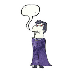 freehand speech bubble textured cartoon vampire