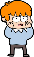 cartoon exhausted boy