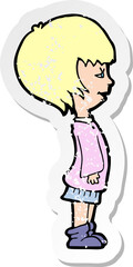 retro distressed sticker of a cartoon girl