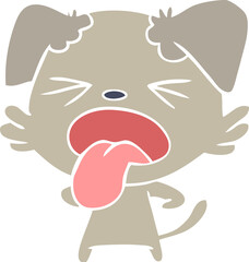 flat color style cartoon disgusted dog