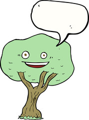 cartoon tree with speech bubble