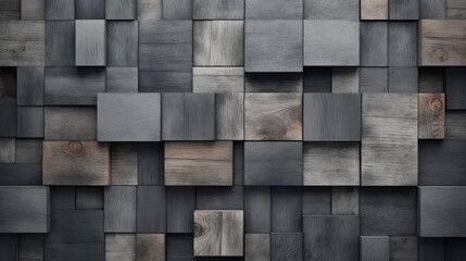 Abstract block stack wooden 3d cubes, black wood texture for backdrop